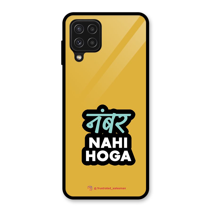 Number Nahi Hoga Mustard Yellow Glass Back Case for Galaxy A22 4G