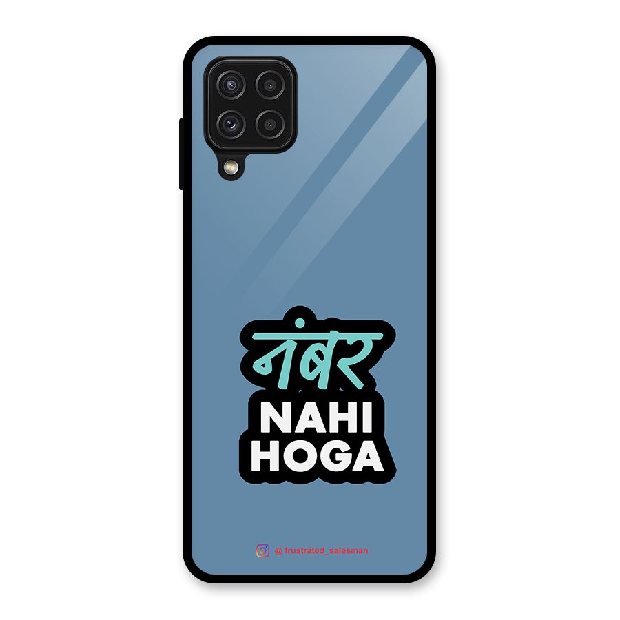 Number Nahi Hoga SteelBlue Glass Back Case for Galaxy A22 4G