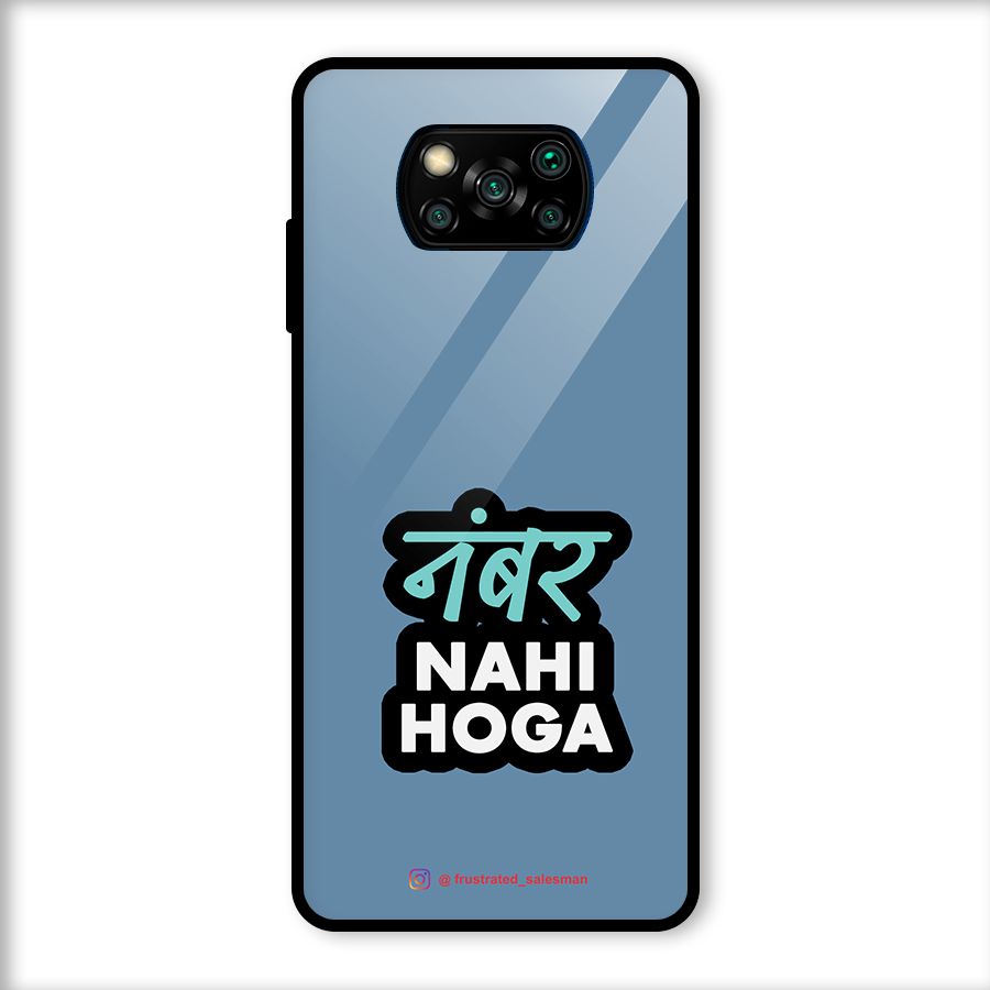 Number Nahi Hoga SteelBlue Glass Back Case for Poco X3