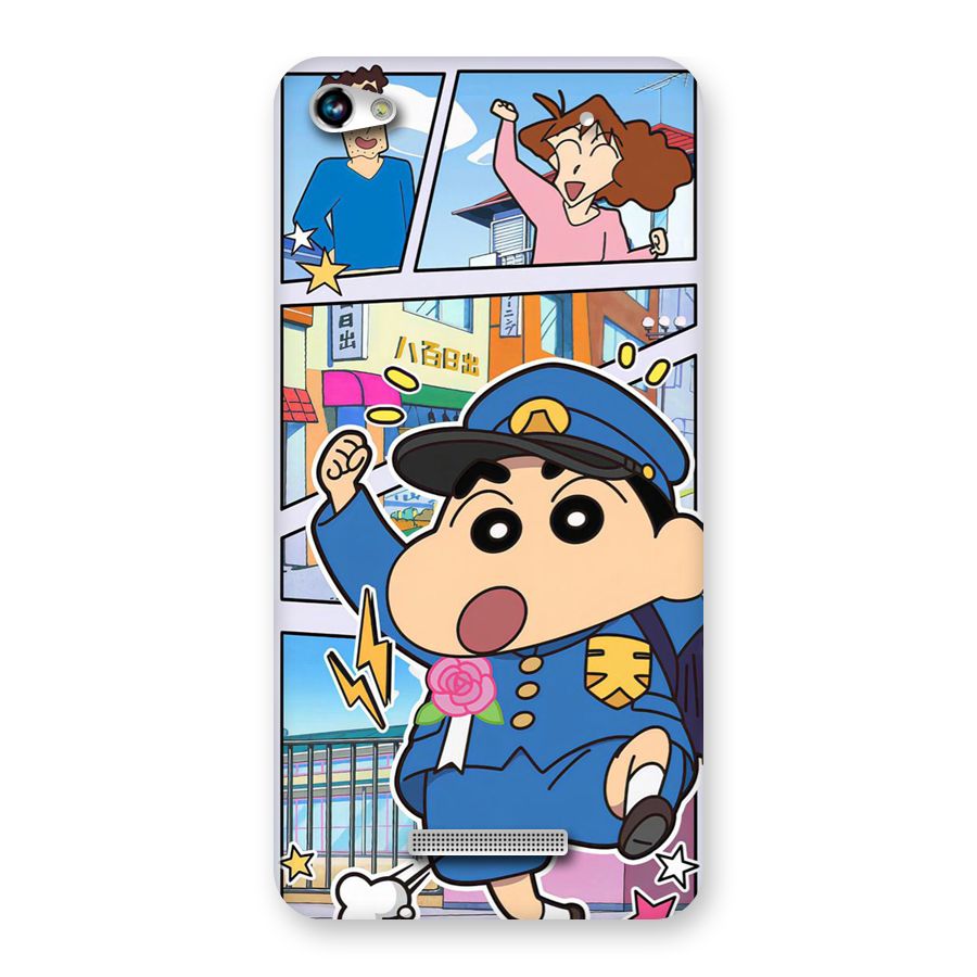 Officer Shinchan Back Case for Canvas Hue 2 A316
