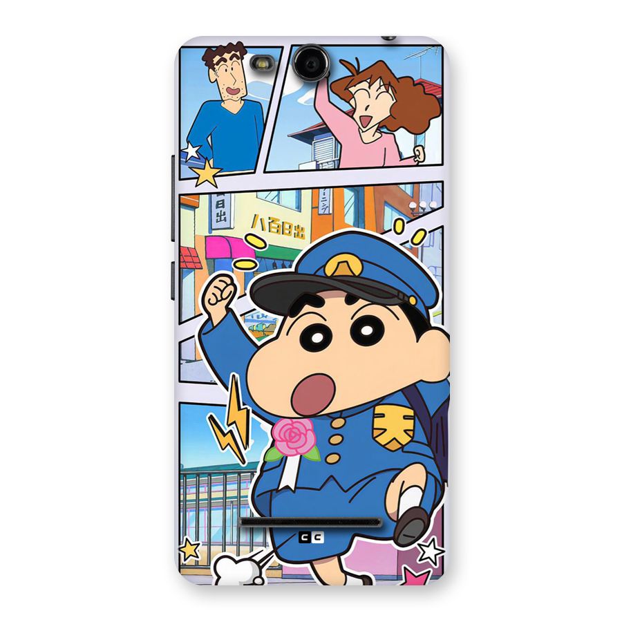 Officer Shinchan Back Case for Canvas Juice 3 Q392