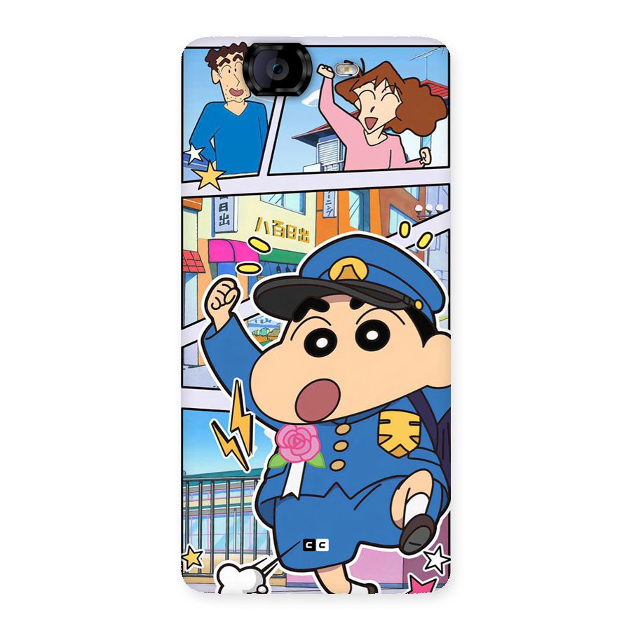 Officer Shinchan Back Case for Canvas Knight A350