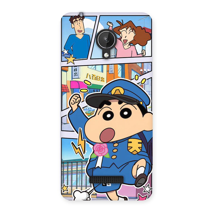 Officer Shinchan Back Case for Canvas Spark Q380