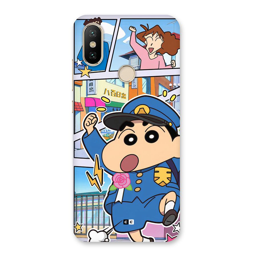 Officer Shinchan Back Case for Mi A2