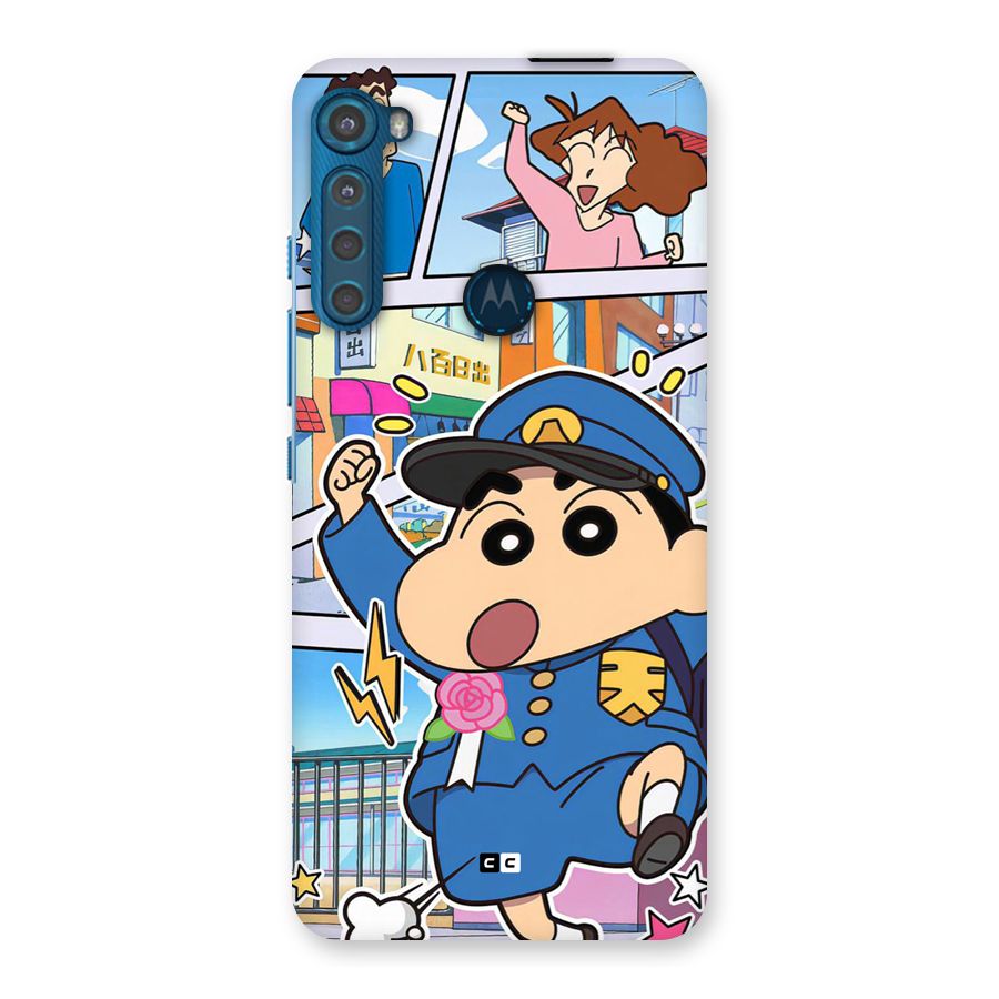 Officer Shinchan Back Case for Motorola One Fusion Plus