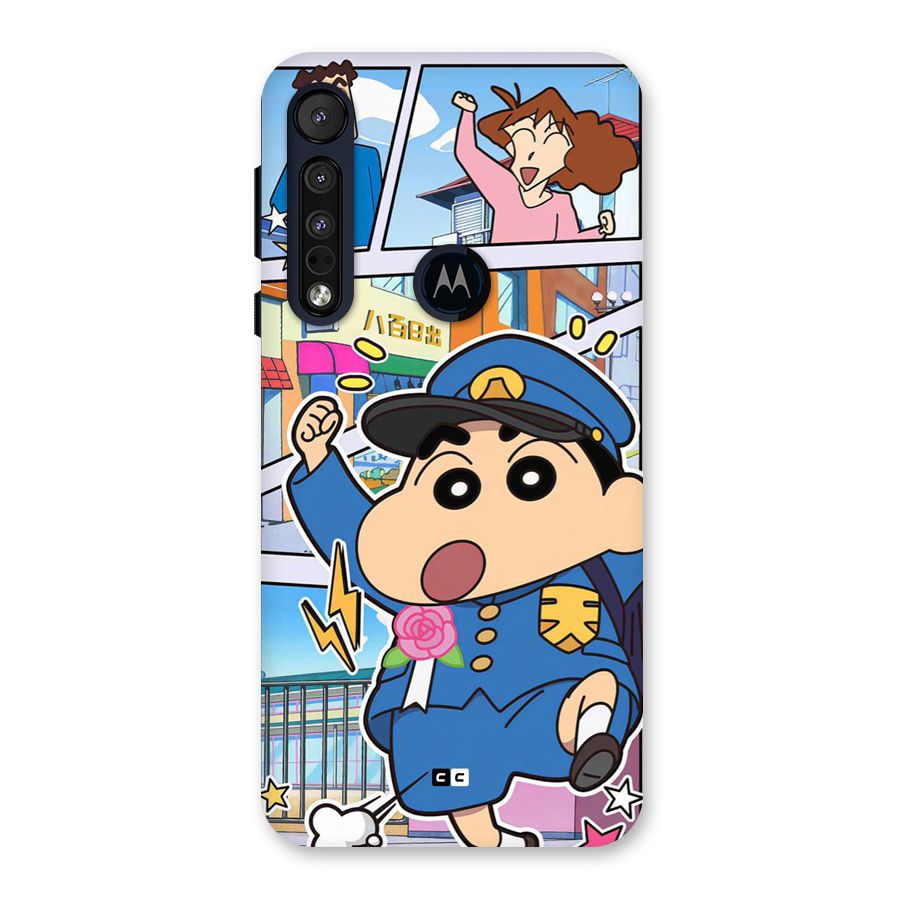 Officer Shinchan Back Case for Motorola One Macro
