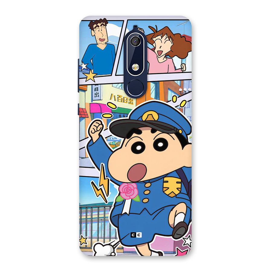 Officer Shinchan Back Case for Nokia 5.1