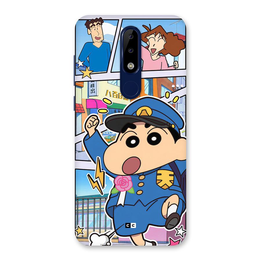 Officer Shinchan Back Case for Nokia 5.1 Plus