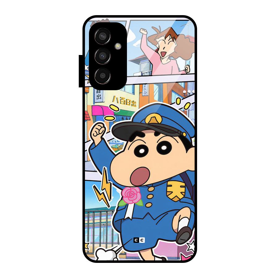 Officer Shinchan Glass Back Case for Galaxy F13