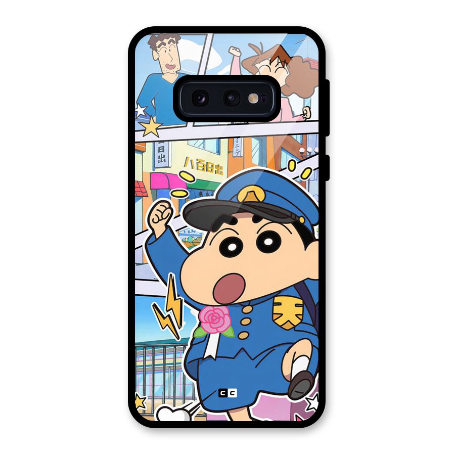 Officer Shinchan Glass Back Case for Galaxy S10e