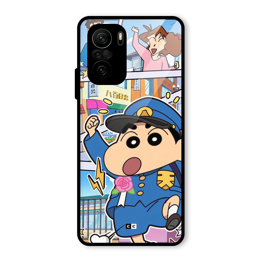 Officer Shinchan Glass Back Case for Mi 11X Pro