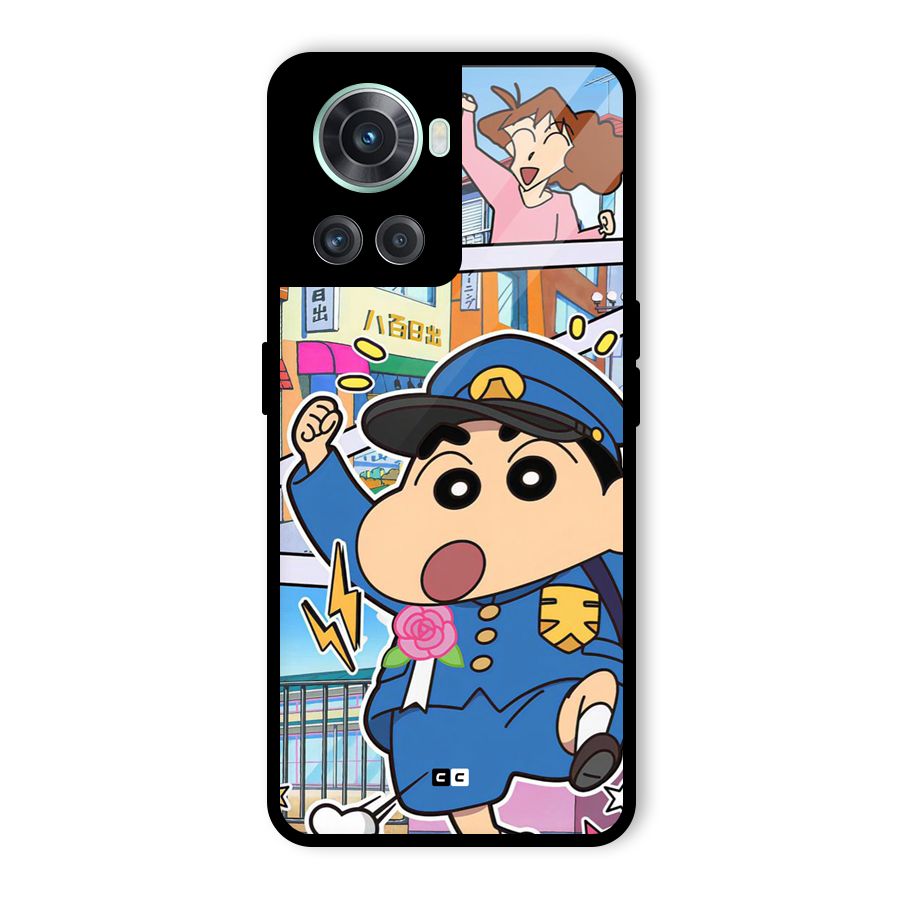 Officer Shinchan Glass Back Case for OnePlus 10R