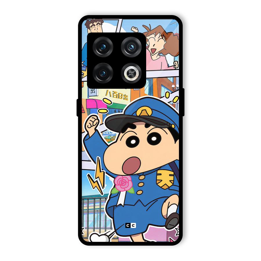 Officer Shinchan Glass Back Case for OnePlus 10 Pro 5G