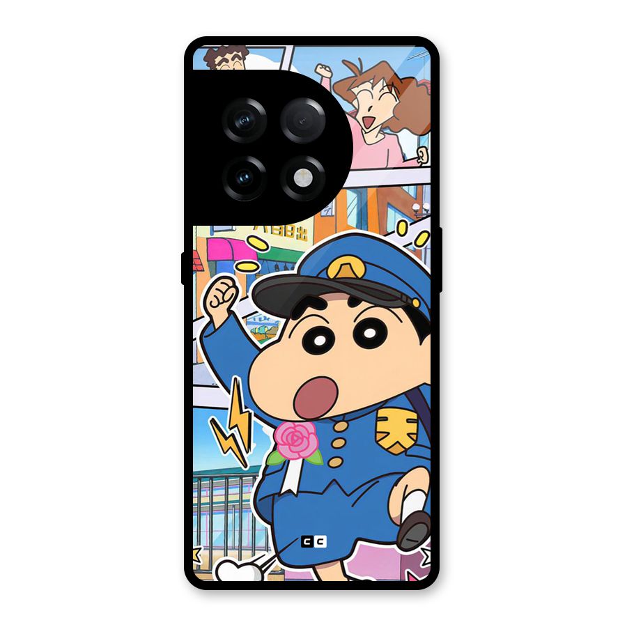 Officer Shinchan Glass Back Case for OnePlus 11R