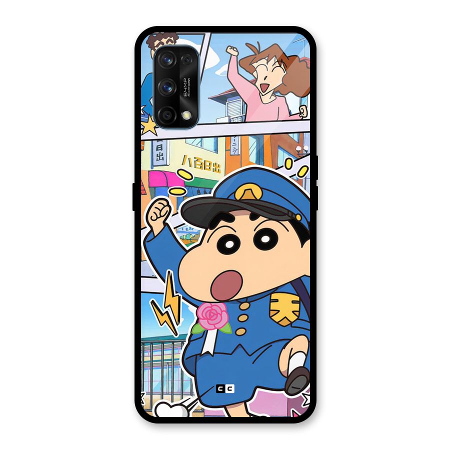 Officer Shinchan Glass Back Case for Realme 7 Pro