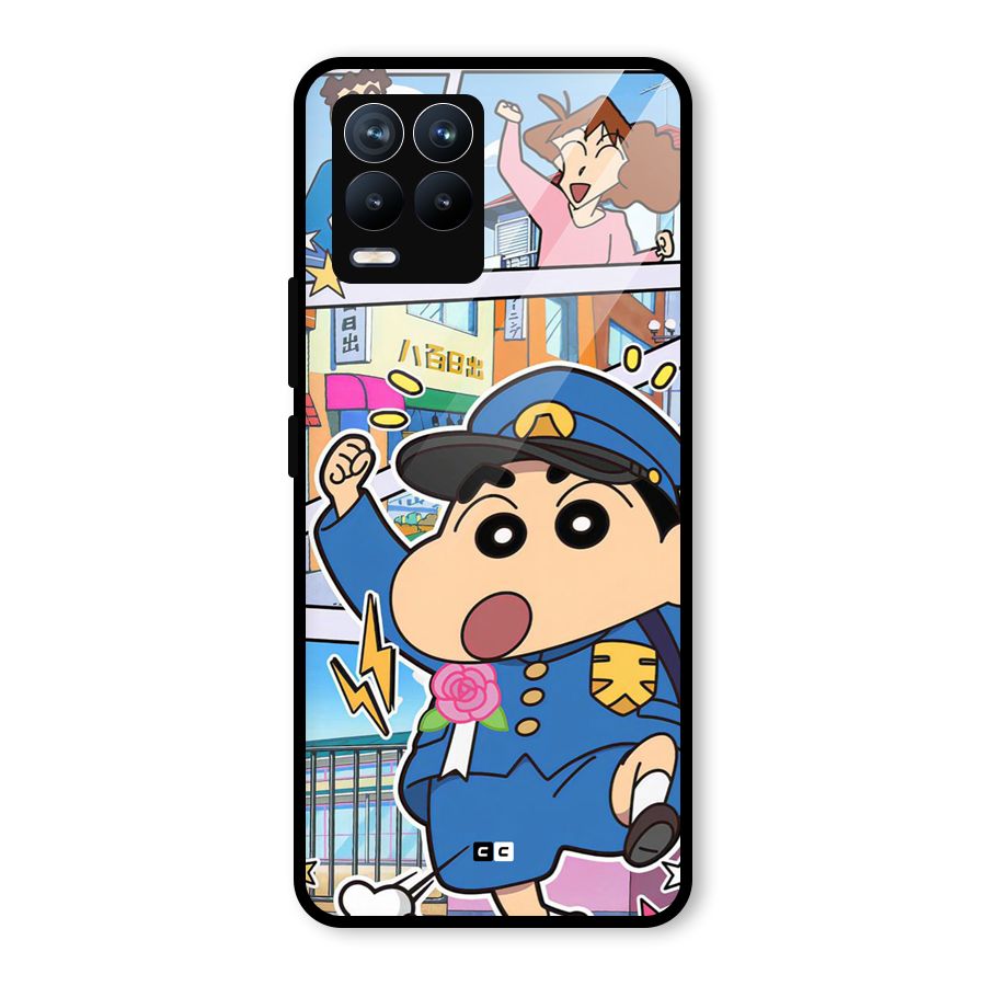Officer Shinchan Glass Back Case for Realme 8