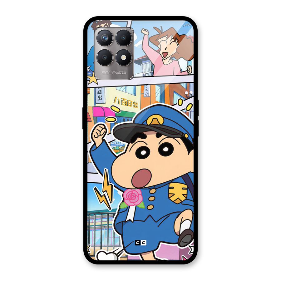 Officer Shinchan Glass Back Case for Realme 8i