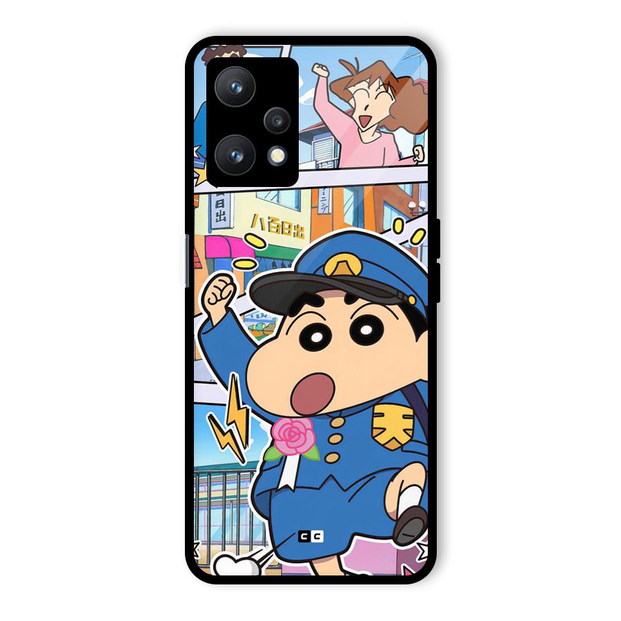 Officer Shinchan Glass Back Case for Realme 9 Pro 5G