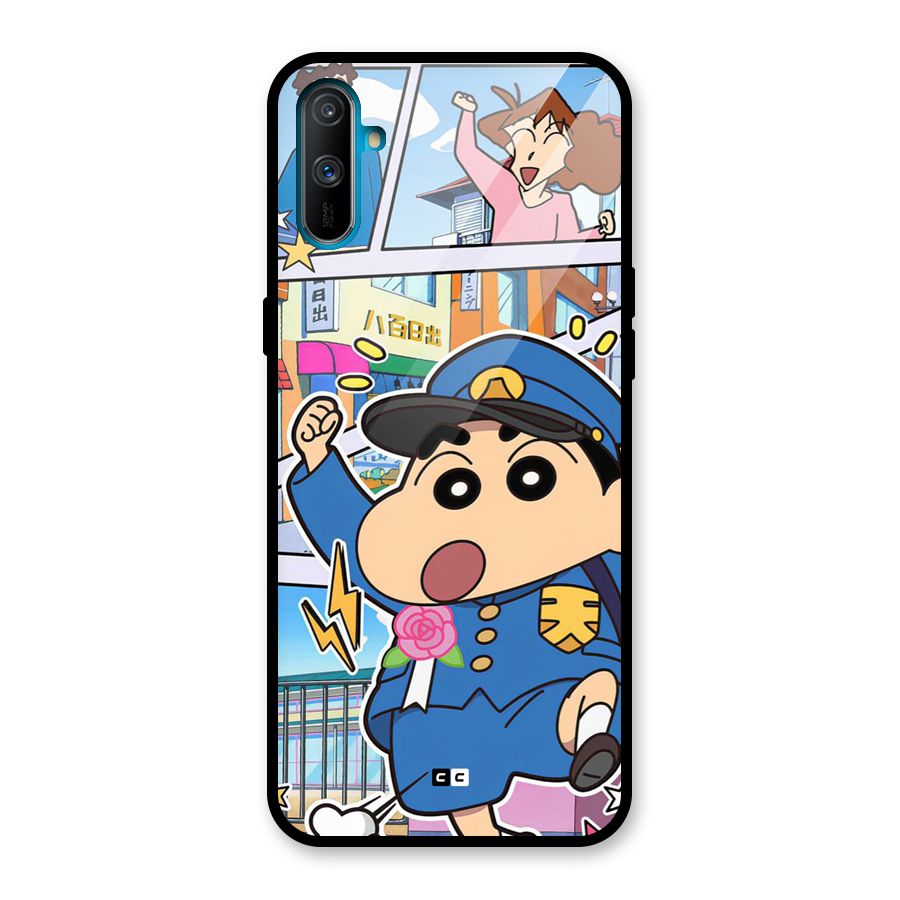 Officer Shinchan Glass Back Case for Realme C3
