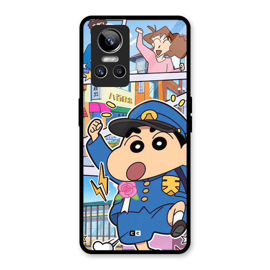 Officer Shinchan Glass Back Case for Realme GT Neo 3