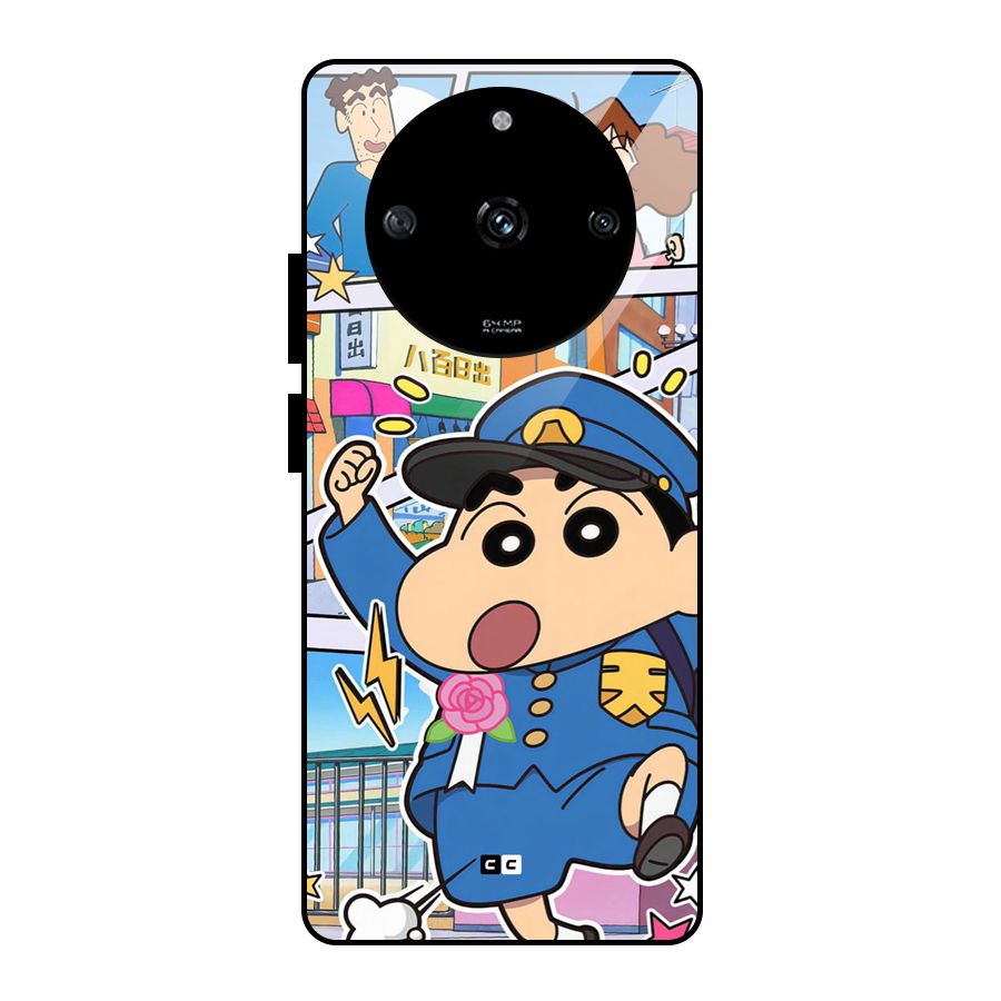 Officer Shinchan Glass Back Case for Realme Narzo 60 5G