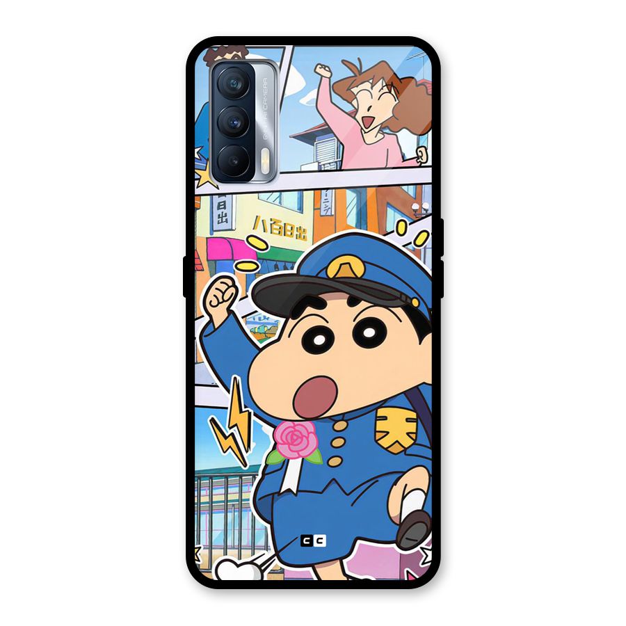 Officer Shinchan Glass Back Case for Realme X7