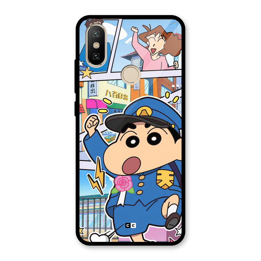 Officer Shinchan Glass Back Case for Redmi A2
