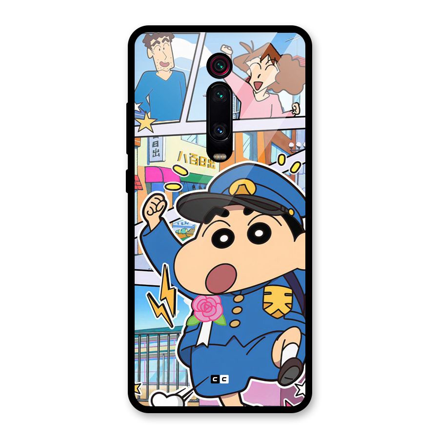 Officer Shinchan Glass Back Case for Redmi K20
