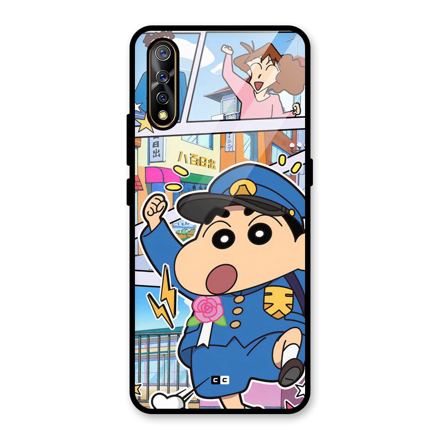 Officer Shinchan Glass Back Case for Vivo S1