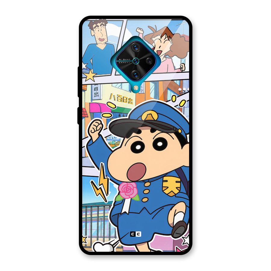 Officer Shinchan Glass Back Case for Vivo S1 Pro
