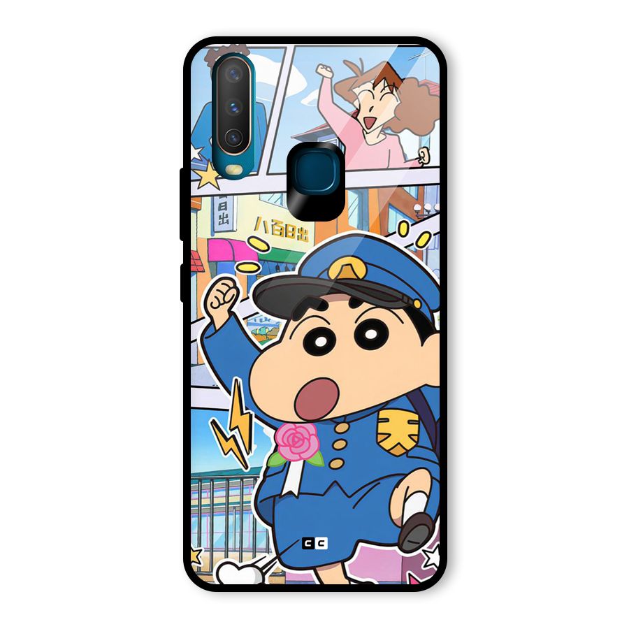Officer Shinchan Glass Back Case for Vivo U10