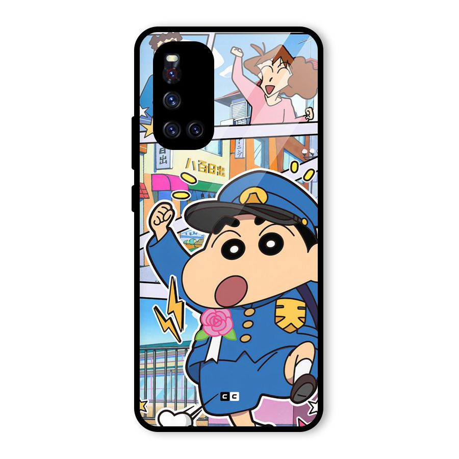 Officer Shinchan Glass Back Case for Vivo V19
