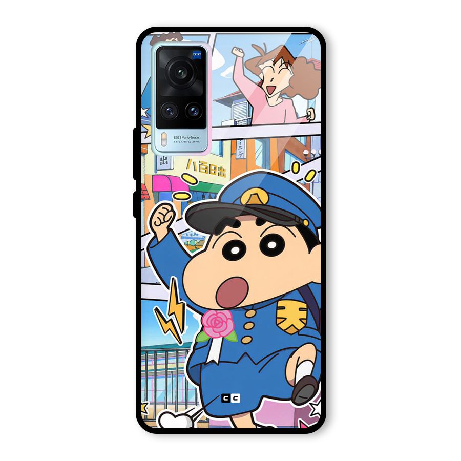 Officer Shinchan Glass Back Case for Vivo X60