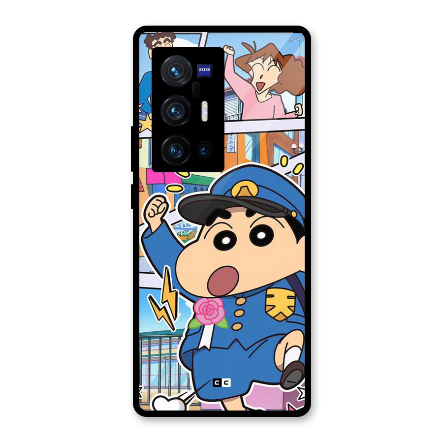 Officer Shinchan Glass Back Case for Vivo X70 Pro Plus