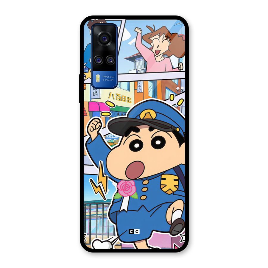 Officer Shinchan Glass Back Case for Vivo Y31