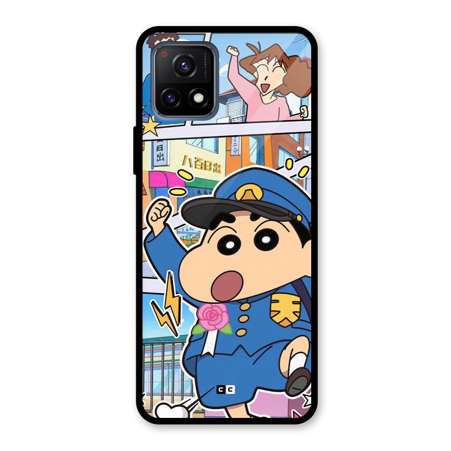 Officer Shinchan Glass Back Case for Vivo Y72 5G