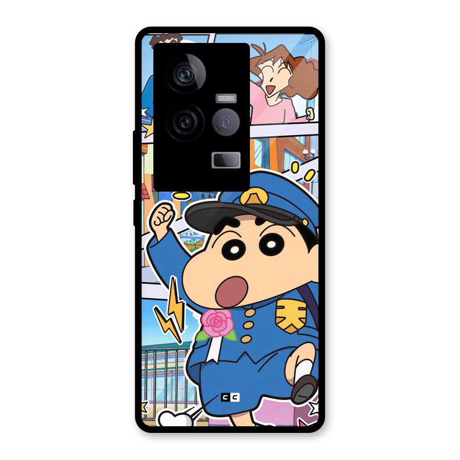 Officer Shinchan Glass Back Case for Vivo iQOO 11 5G