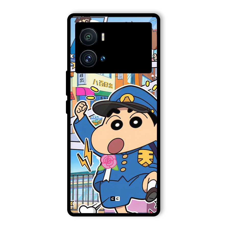 Officer Shinchan Glass Back Case for Vivo iQOO 9 Pro