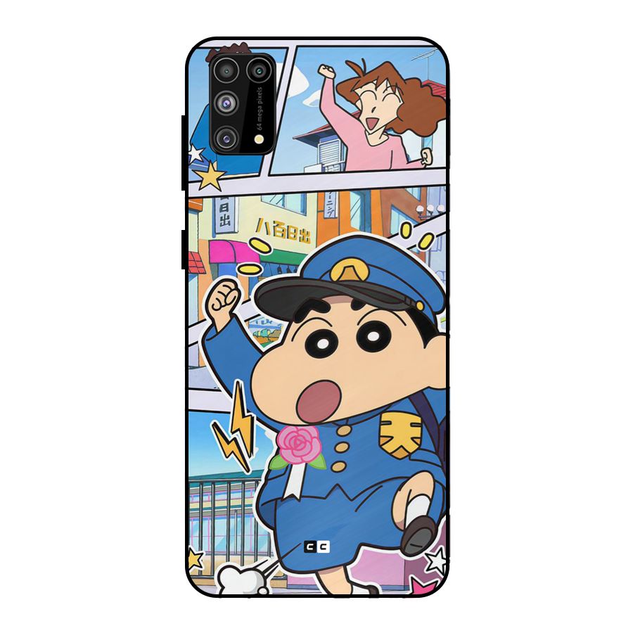 Officer Shinchan Metal Back Case for Galaxy F41