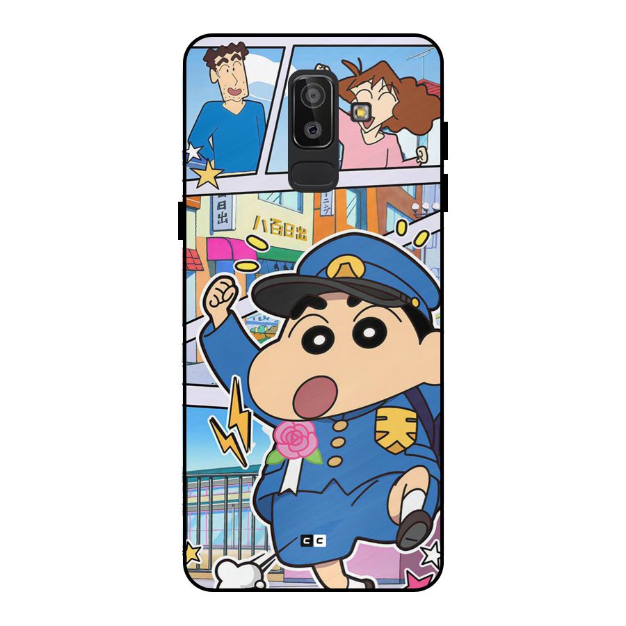 Officer Shinchan Metal Back Case for Galaxy J8
