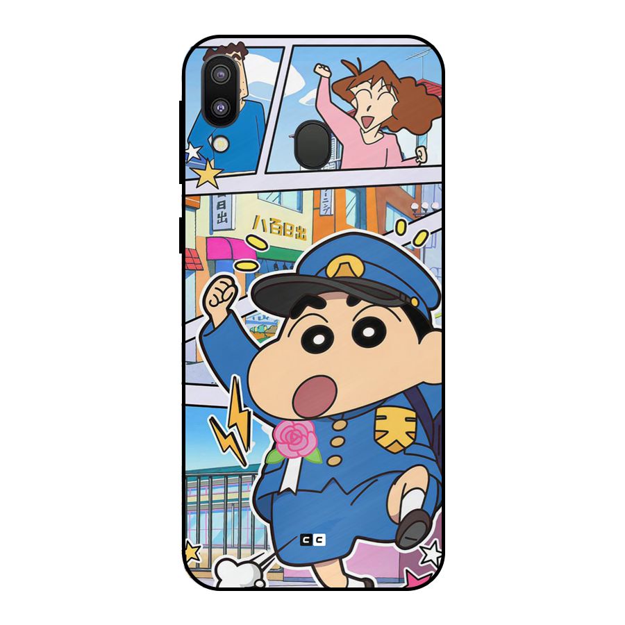 Officer Shinchan Metal Back Case for Galaxy M20