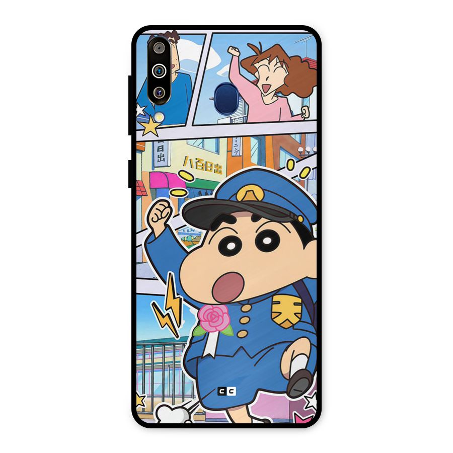 Officer Shinchan Metal Back Case for Galaxy M30