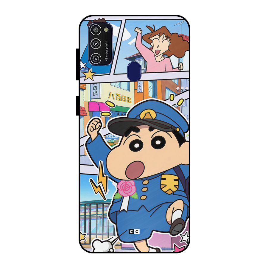 Officer Shinchan Metal Back Case for Galaxy M30s