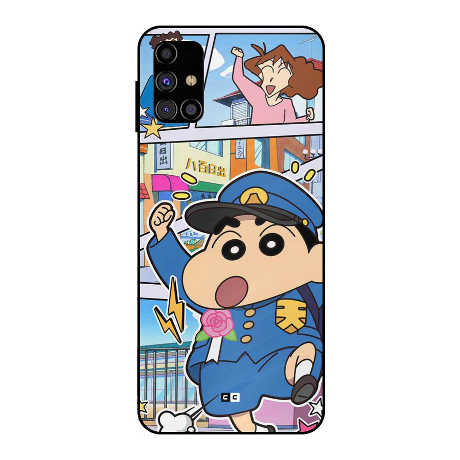 Officer Shinchan Metal Back Case for Galaxy M31s