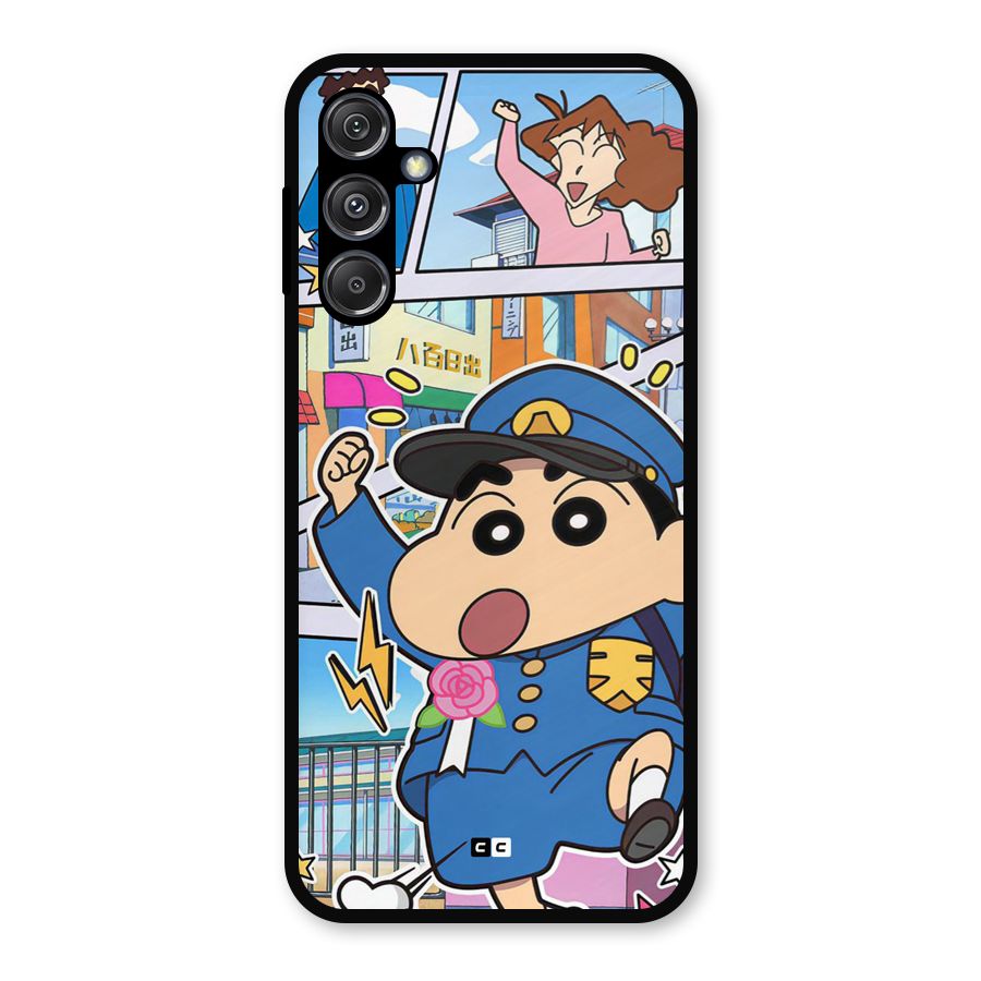 Officer Shinchan Metal Back Case for Galaxy M34 5G