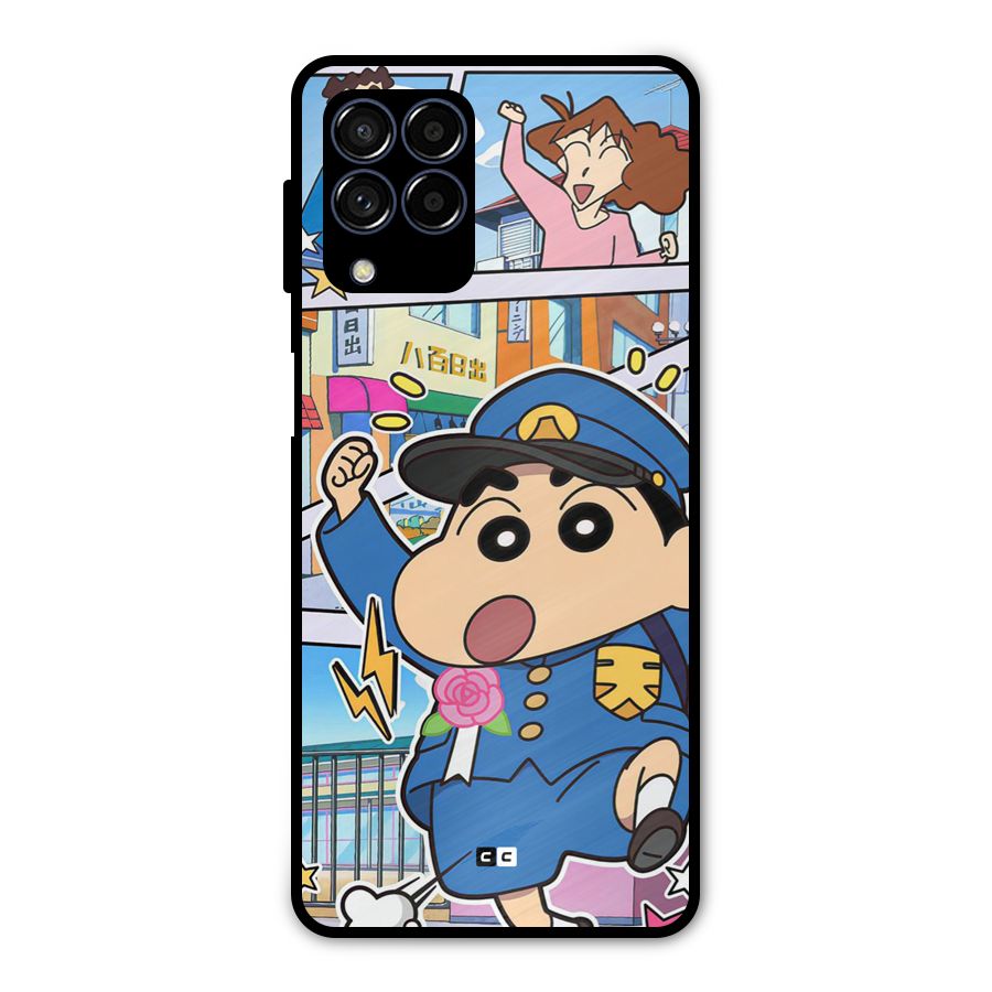 Officer Shinchan Metal Back Case for Galaxy M53 5G