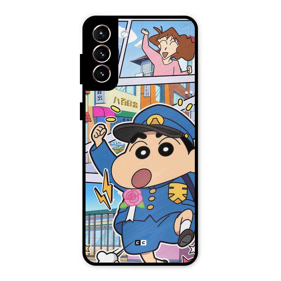 Officer Shinchan Metal Back Case for Galaxy S21 Plus