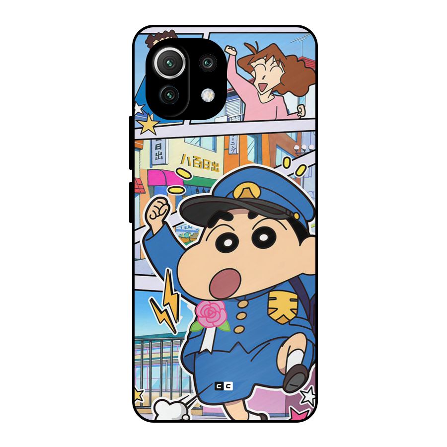 Officer Shinchan Metal Back Case for Mi 11 Lite