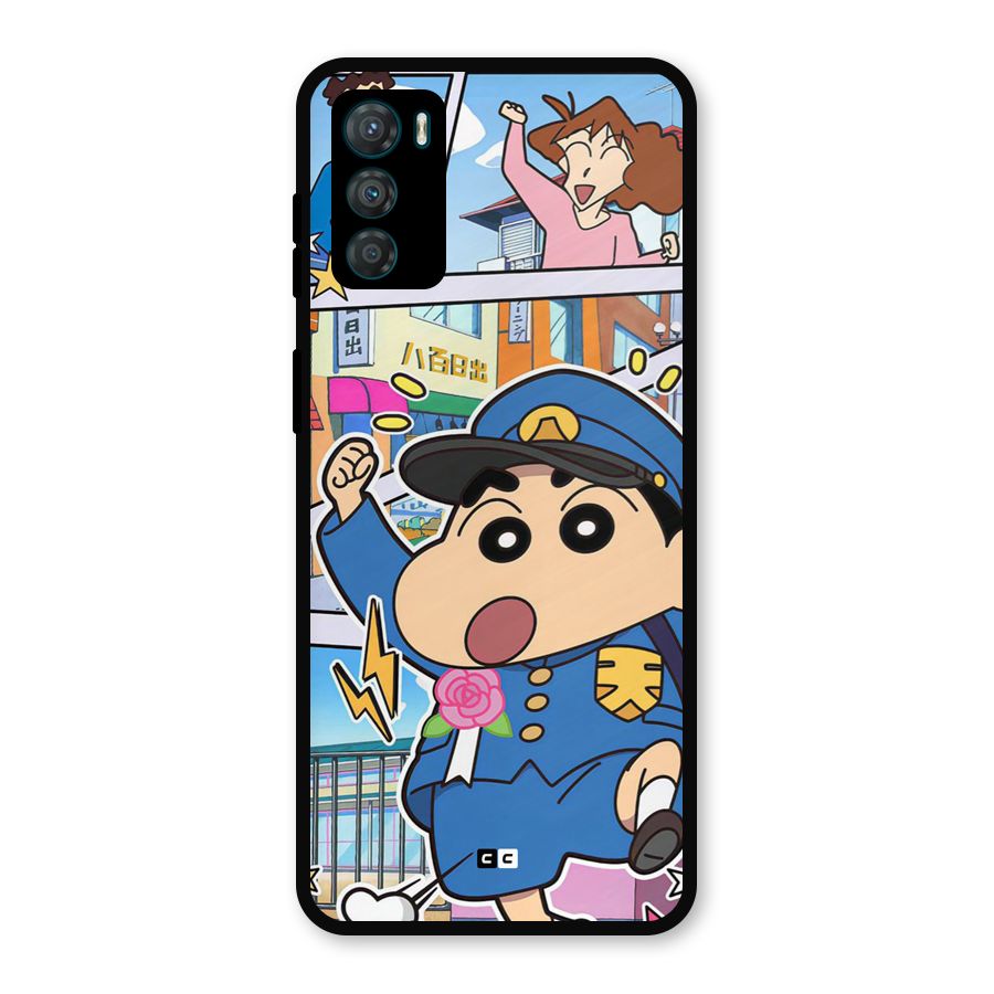 Officer Shinchan Metal Back Case for Moto G42