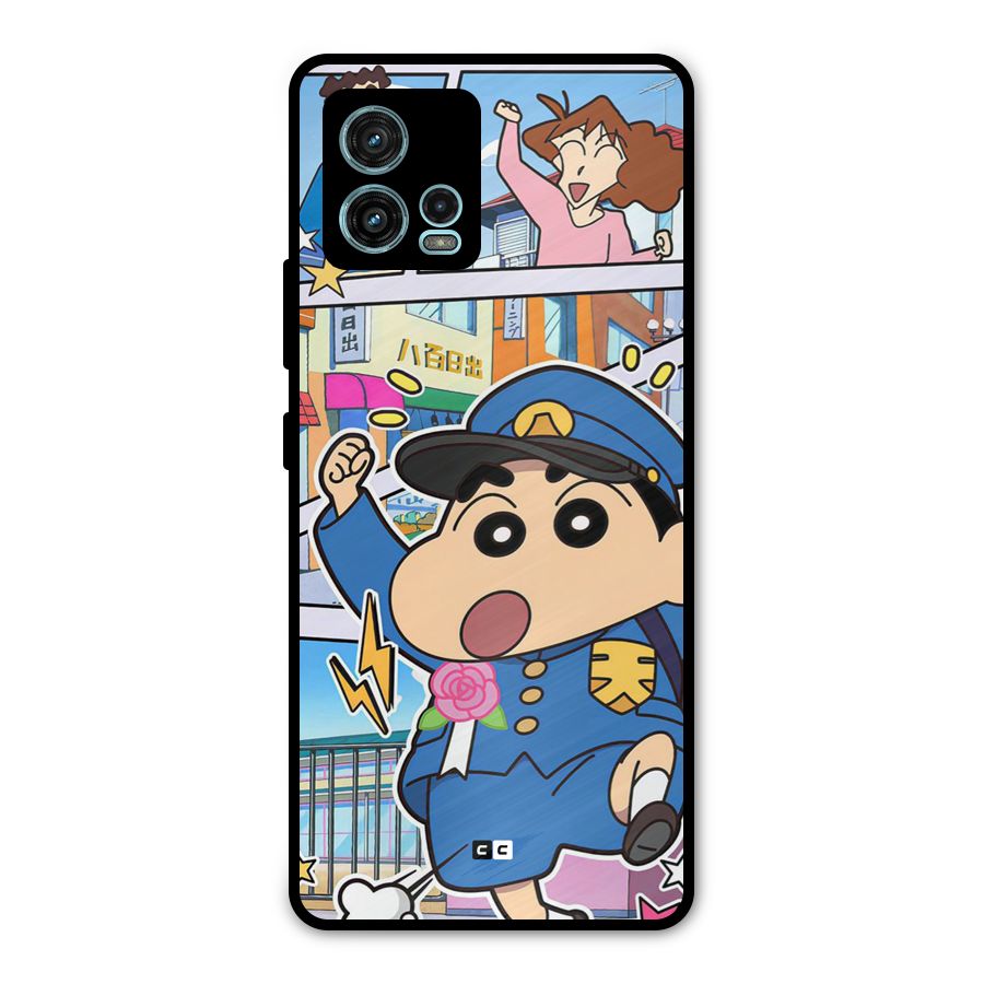 Officer Shinchan Metal Back Case for Moto G72